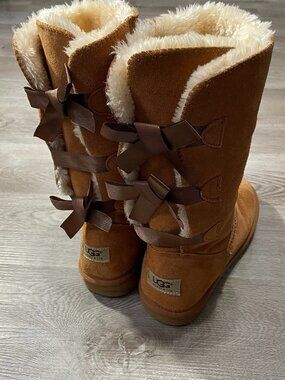 UGG Brown Ribbon Boots 9